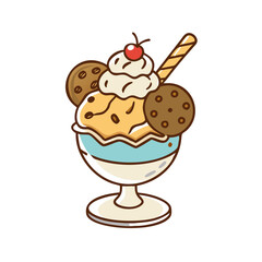 sundae with cookie crumbles icon, sundae with cookie crumbles vector
