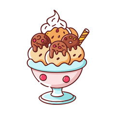 sundae with waffle sticks icon, sundae with waffle sticks vector,