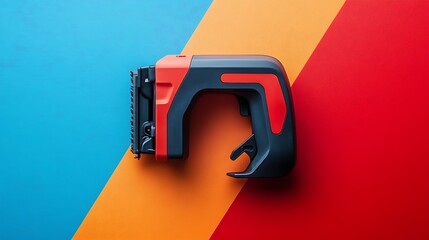 Battery powered reciprocating saw isolated on a colourful background