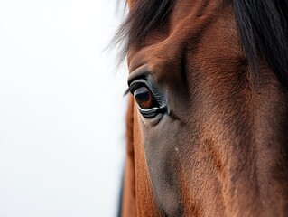 close-up of a horse's eye and face