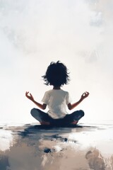 Fototapeta premium A little boy is practicing meditation