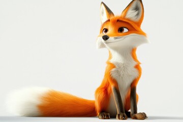 Obraz premium a cartoon fox sitting on a white background