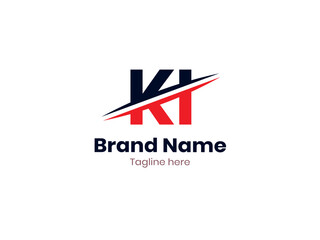 Vector KI logo design divided by line. KI logo template with red and black color. IK logo, IK letter