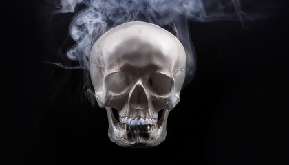 Symbolic Transparent Skull Made of Smoke on Black Background