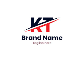 Fototapeta premium Vector KT logo design divided by line. KT logo template with red and black color. TK logo, TK letter