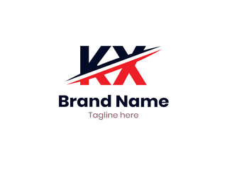 Vector KX logo design divided by line. KX logo template with red and black color. XK logo, XK letter