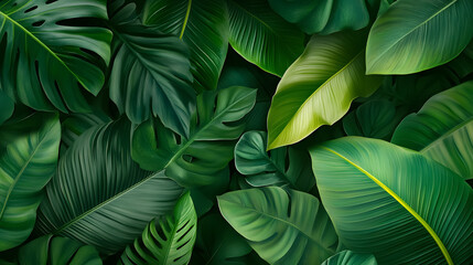 Background of tropical green leaves