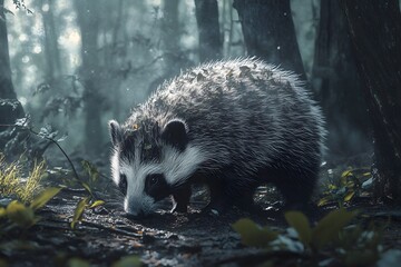 Naklejka premium Badger Digging in the Ground