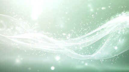 Abstract Green Background With Flowing White Waves
