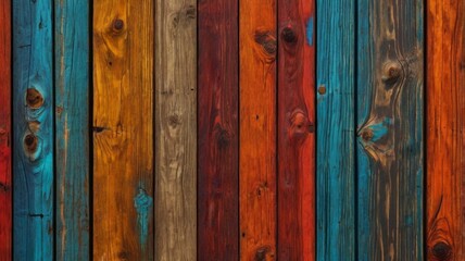 Fototapeta premium A contemporary abstract pattern with colorful wood paneling in various shades and vibrancy 