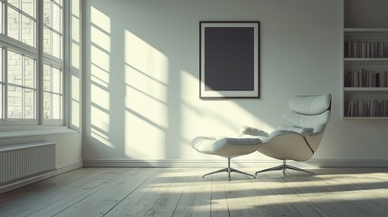 Bright and Serene Modern Interior with Cozy Lounge Chair