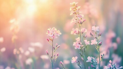 Obraz premium Delicate Pastel Flower Background with Soft Hues and Gentle Lines