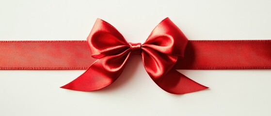 a red satin ribbon tied in a bow