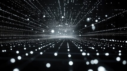 Fototapeta premium Abstract Digital Tunnel of Lights: A Journey into the Virtual Cosmos