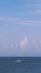 Amazing Seascape view. Magic energy of beautiful happy clouds. Vietnam tropical calm sea
