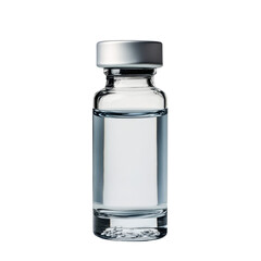 A Clear Glass Vial with Silver Cap Medicine Bottle Healthcare Pharmaceutical Product