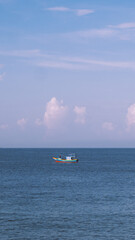 Amazing Seascape view. Magic energy of beautiful happy clouds. Vietnam tropical calm sea