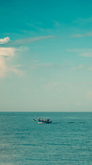 Amazing Seascape view. Magic energy of beautiful happy clouds. Vietnam tropical calm sea