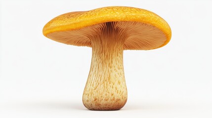 Bright Orange Mushroom with Unique Cap and Stipe in Studio Light