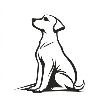 recommend clip art: Sitting dog, line art, white background, pet logo design