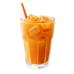 Refreshing Iced Orange Juice Drink in Glass with Straw: A Summer Delight