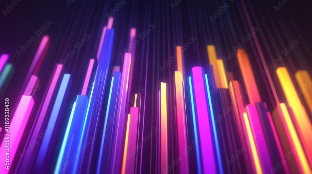 Aufkleber An animated business bar graph displaying real-time data, with bars dynamically adjusting heights, set against a futuristic digital interface for a high-tech feel.