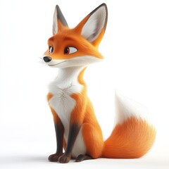 Obraz premium a cartoon fox sitting against a white background