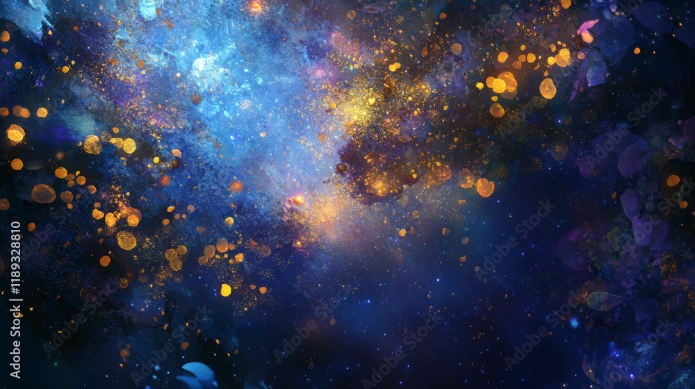 Poster an enchanting view of fireworks exploding in a starry sky, with bursts of color spreading outward, c