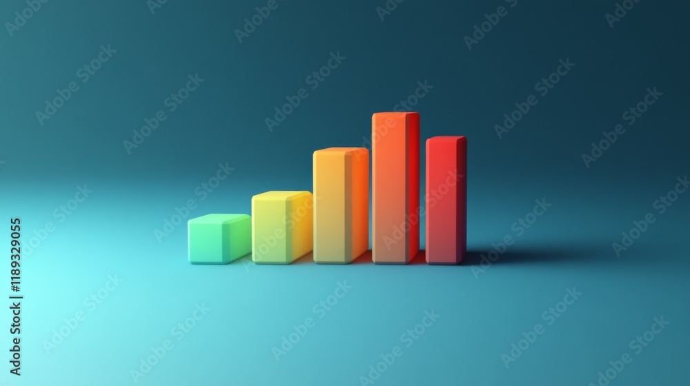 Aufkleber a d bar graph with a clear upward trend, featuring a gradient of colors from red to green, symbolizi
