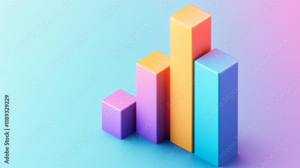 Poster a d business bar graph with colorful bars and shadow effects, representing key performance indicator