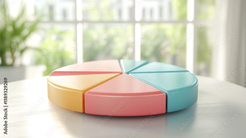 Aufkleber a d pie chart with a smooth finish, showcasing colorful segments representing customer demographics,