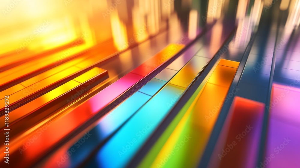 Poster A D business bar graph with colorful bars and shadow effects, representing key performance indicators, displayed on a smooth gradient background for a modern touch.