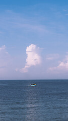 Amazing Seascape view. Magic energy of beautiful happy clouds. Vietnam tropical calm sea