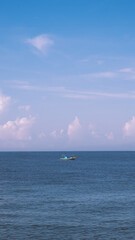 Amazing Seascape view. Magic energy of beautiful happy clouds. Vietnam tropical calm sea