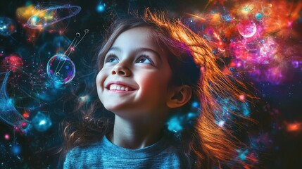 Child's Dreamy Cosmic Vision