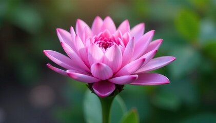 Obraz premium Soft pink petals unfolding from a purple flower stem, plant life, botany, organic