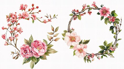 Elegant Pink Floral Frames for Creative Design Projects