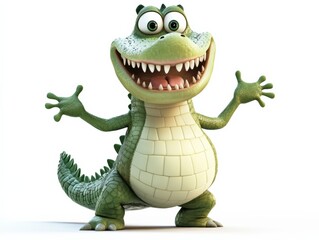 Obraz premium a cartoon green alligator with large teeth smiles