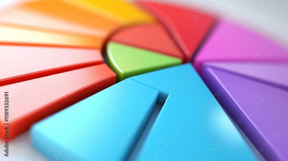 Poster a close-up of a d pie chart on a white background, featuring vibrant colors and detailed labels, hig