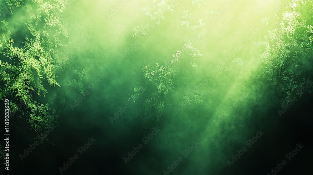 Poster abstract green gradient backdrop with sunlight filtering through