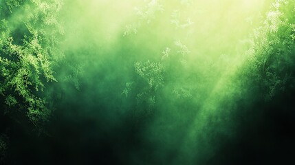 Abstract Green Gradient Backdrop with Sunlight Filtering Through