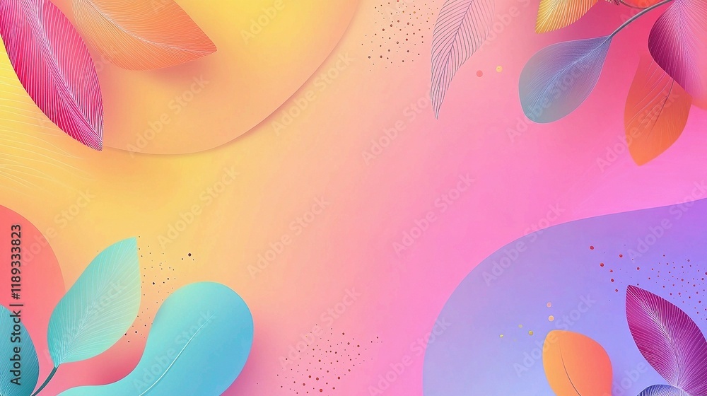 Poster Colorful Abstract Spring Background with Leaves and Gradient Design