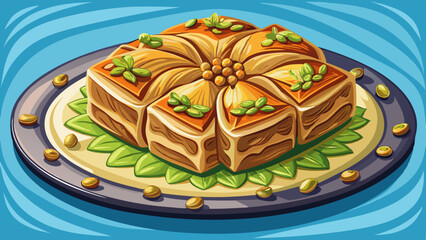 Turkish traditional dessert baklava with pistachio and walnut close up