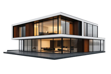 Modern house exterior showing stylish architecture with transparent background