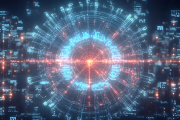 Obraz premium Futuristic data sphere glowing brightly, complex algorithms visualized, digital network background, for tech presentations