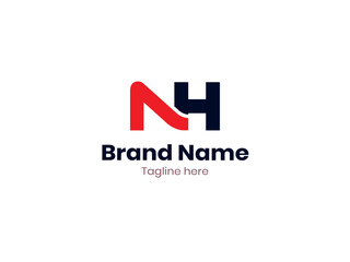 NH vector logo template with red and black color. NH logo design monogram. NH logo, NH letter