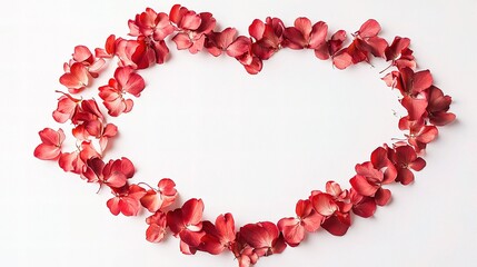 Obraz premium Elegant Red Petals Forming Heart Shape on White Background