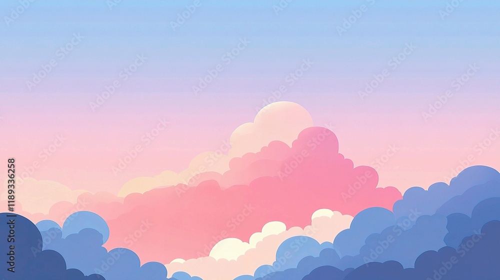 Poster serene abstract background of subtle clouds and clear sky