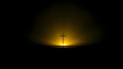 Obraz premium Christian cross on the road at night