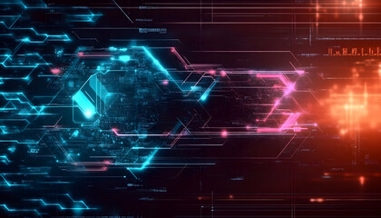 Obraz premium Futuristic Data Transfer, Network, Technology, Abstract Background, Digital Communication